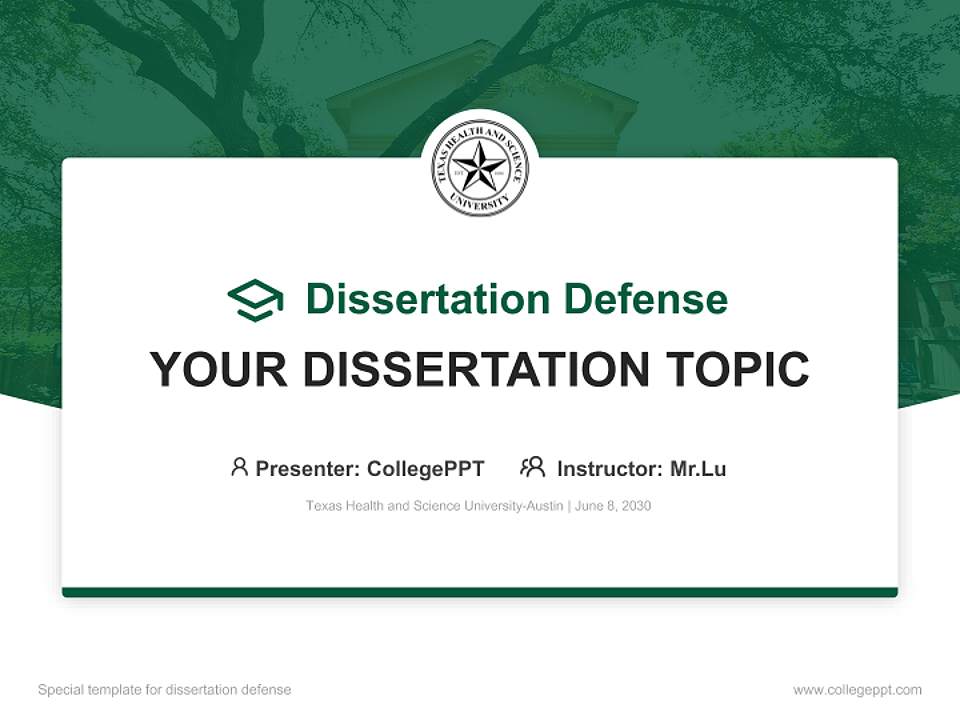 Texas Health and Science University-Austin Graduation Thesis Defense PPT Template4:3 ratio PPT effect preview image7