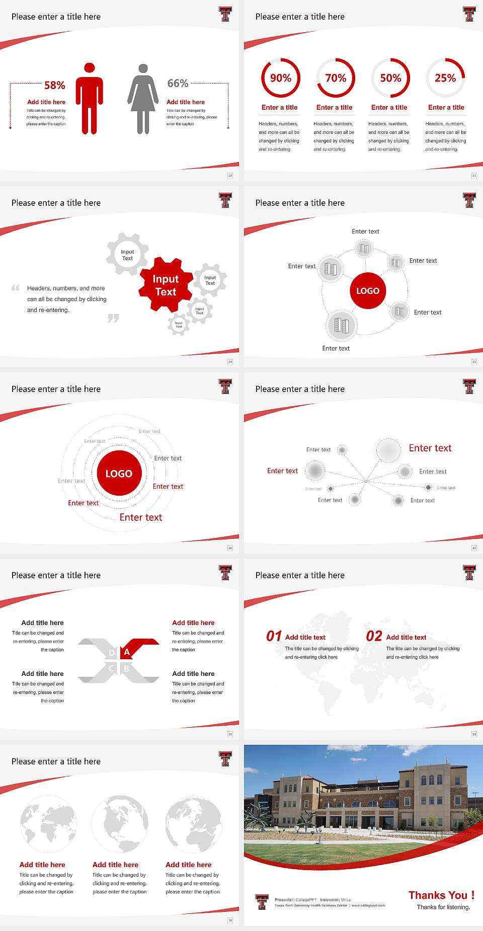 Texas Tech University Health Sciences Center Course/Courseware Creation PPT Template4:3 ratio PPT effect preview image4