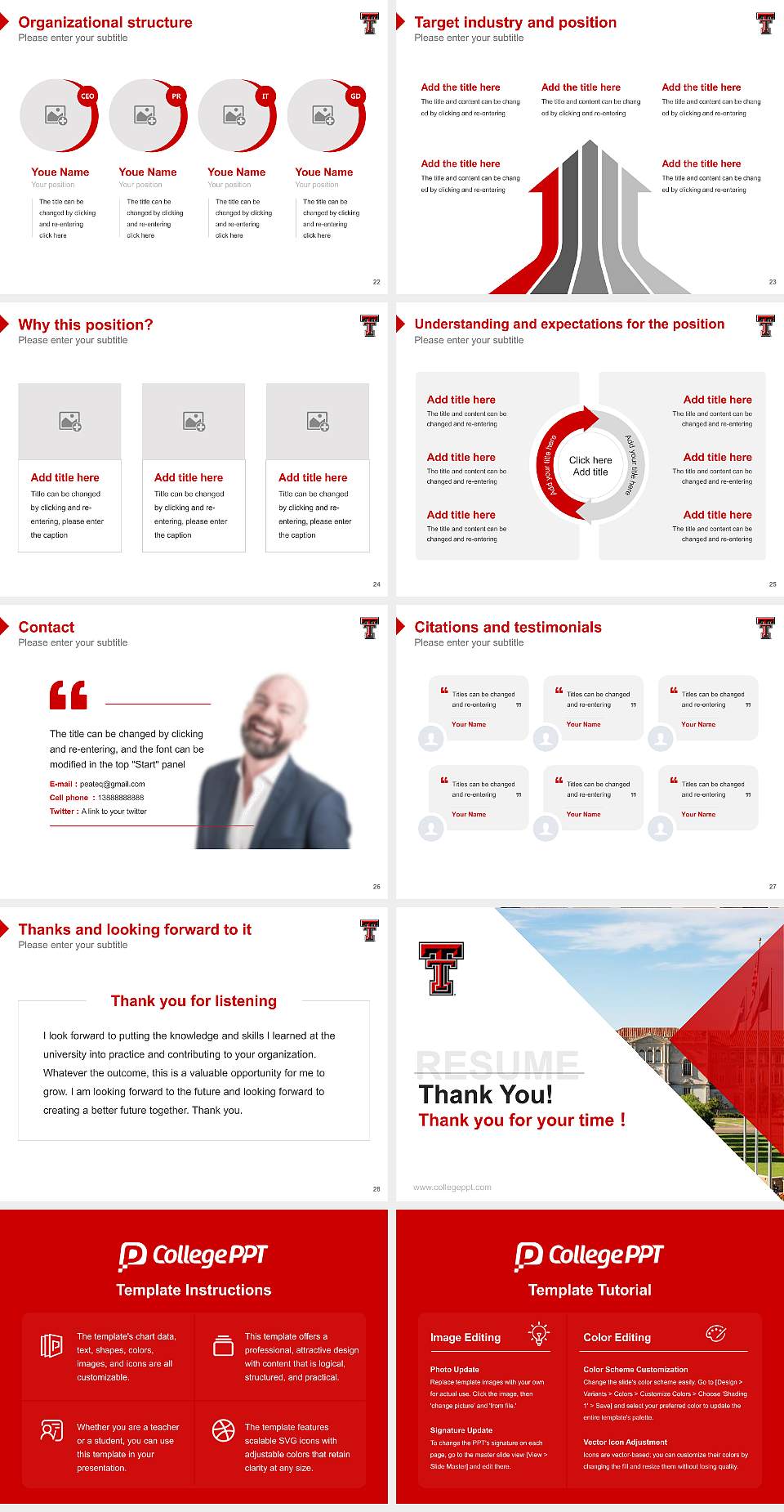 Texas Tech University Resume PPT Template4:3 ratio PPT effect preview image4