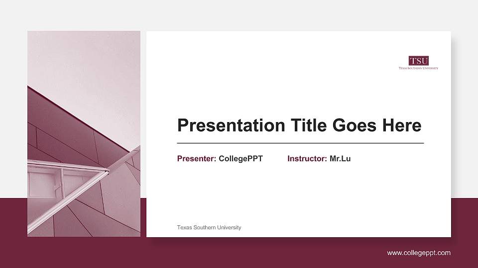 Texas Southern University General Purpose PPT Template16:9 ratio PPT effect preview image