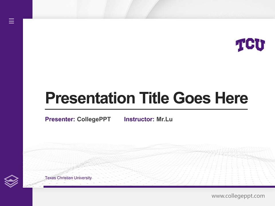 Texas Christian University Thesis Proposal/Graduation Defense PPT Template4:3 ratio PPT effect preview image5