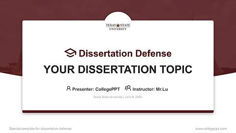 Texas State University Graduation Thesis Defense PPT Template