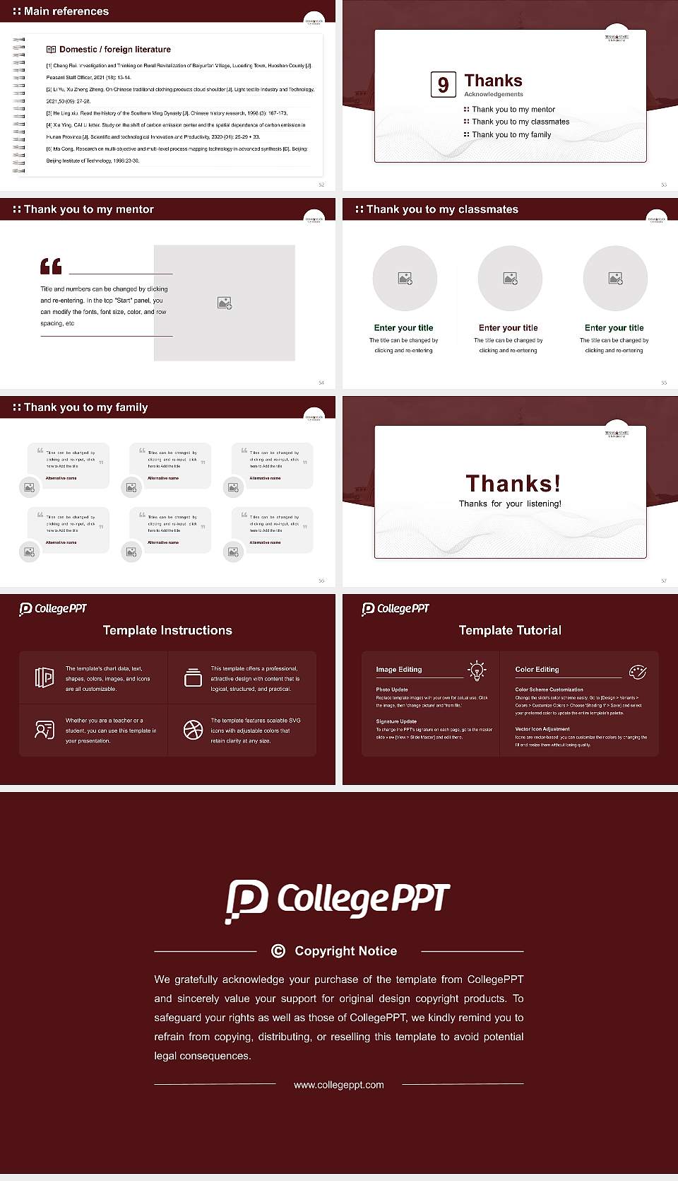 Texas State University Graduation Thesis Defense PPT Template16:9 ratio PPT effect preview image7