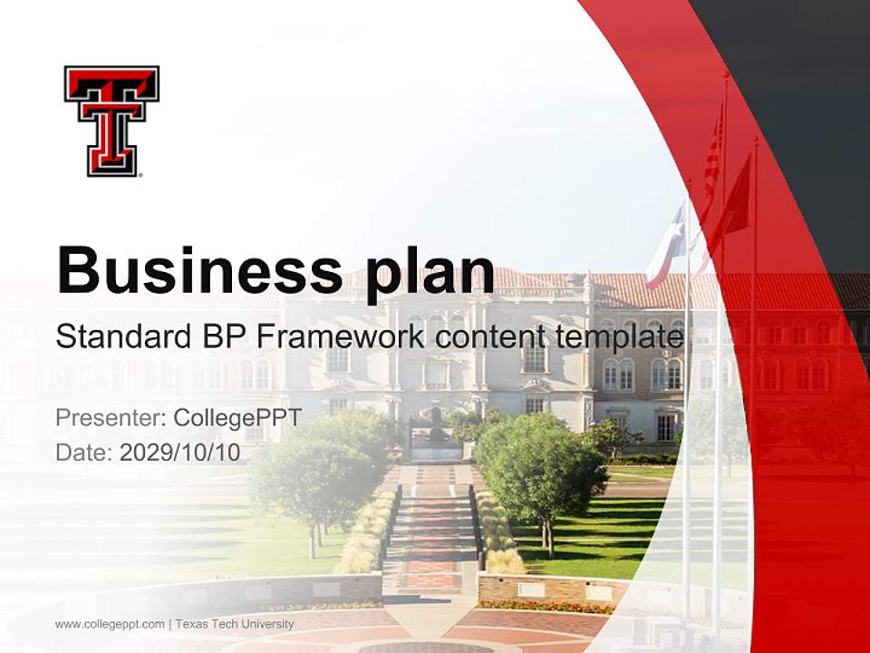 Texas Tech University Competition/Entrepreneurship Contest PPT Template4:3 ratio PPT effect preview image9