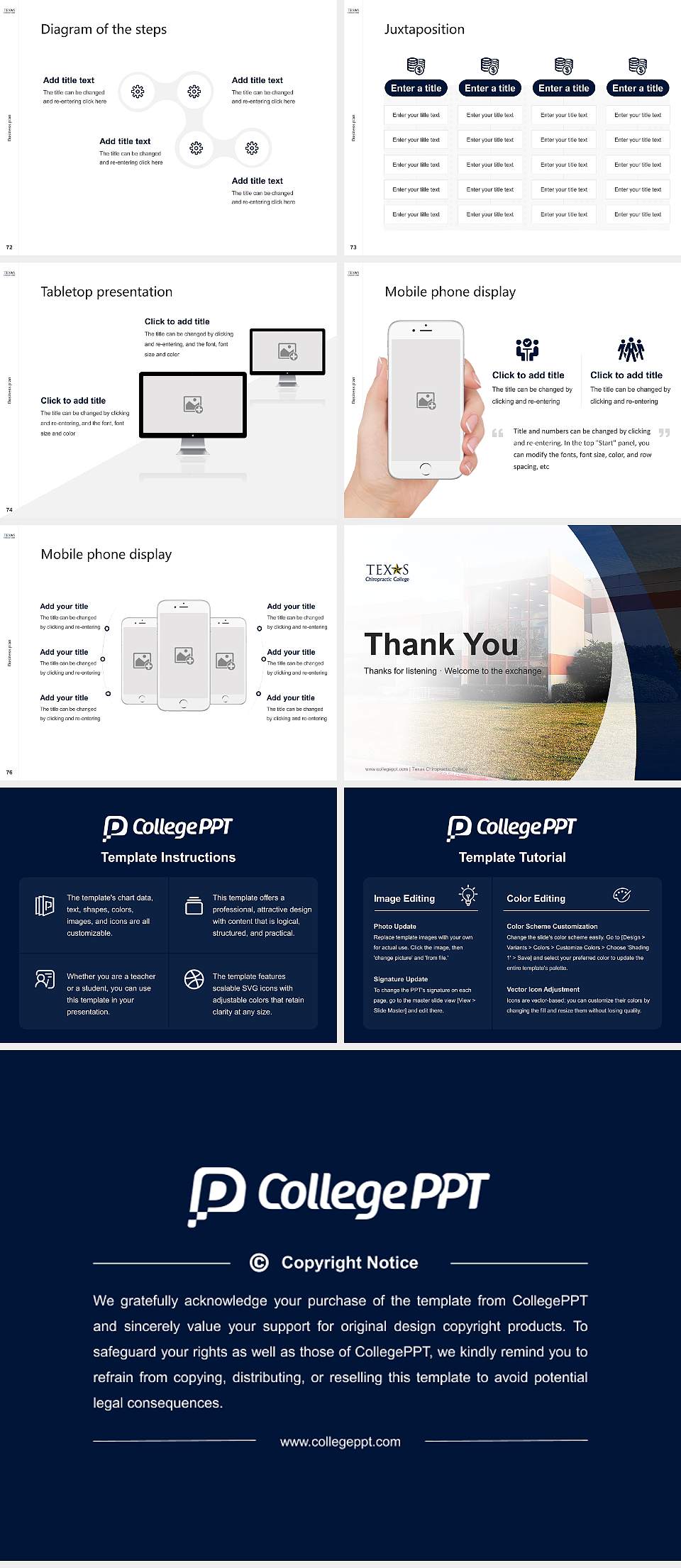 Texas Chiropractic College Competition/Entrepreneurship Contest PPT Template4:3 ratio PPT effect preview image9