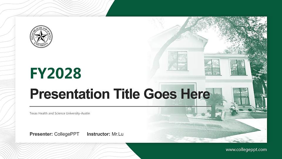 Texas Health and Science University-Austin Academic Presentation/Research Findings Report PPT Template16:9 ratio PPT effect preview image