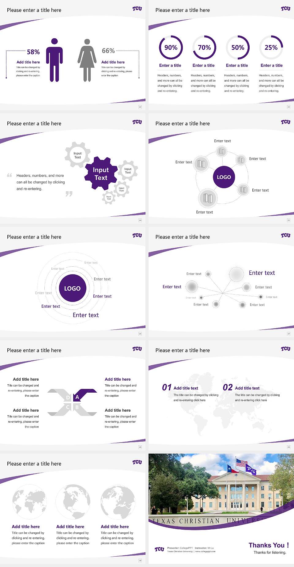 Texas Christian University Course/Courseware Creation PPT Template4:3 ratio PPT effect preview image4