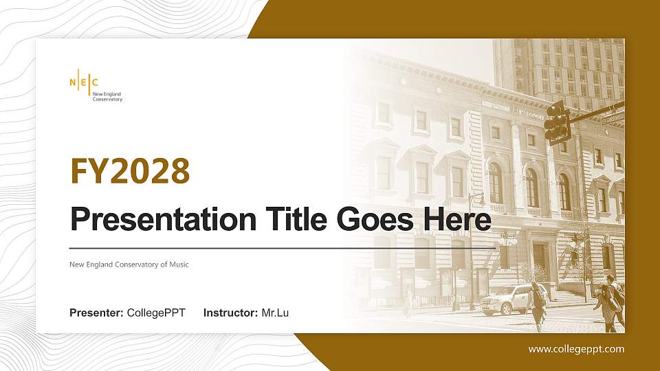 New England Conservatory of Music Academic Presentation/Research Findings Report PPT Template16:9 ratio PPT effect preview image