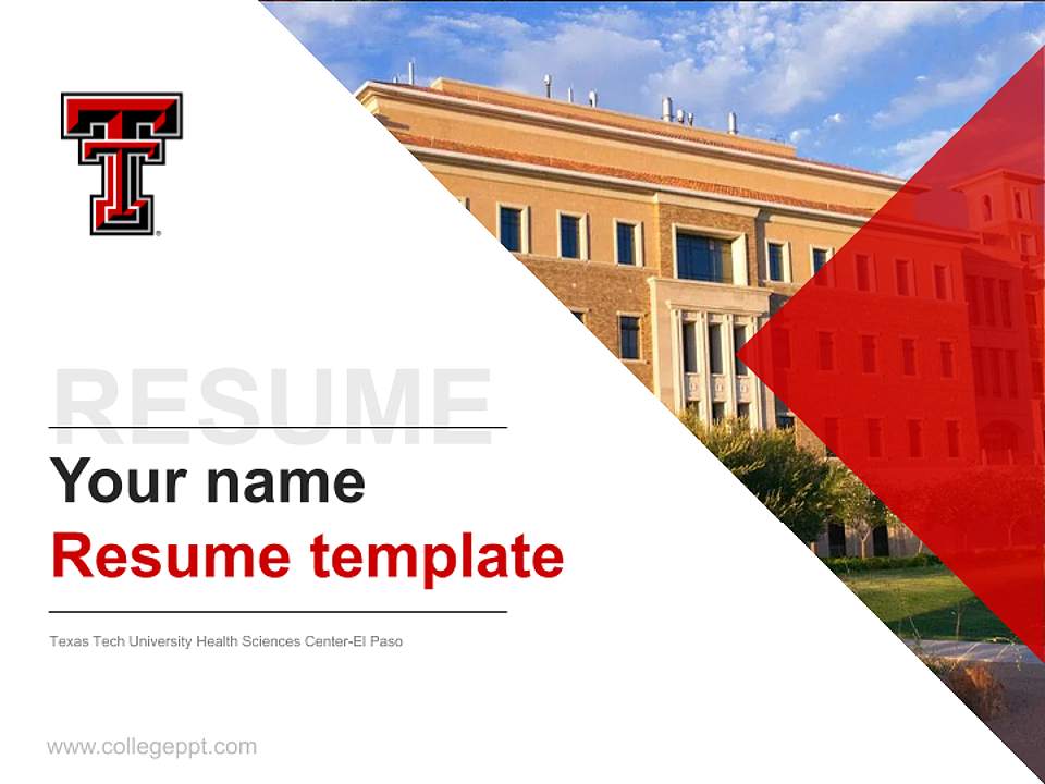 Texas Tech University Health Sciences Center-El Paso Resume PPT Template4:3 ratio PPT effect preview image5