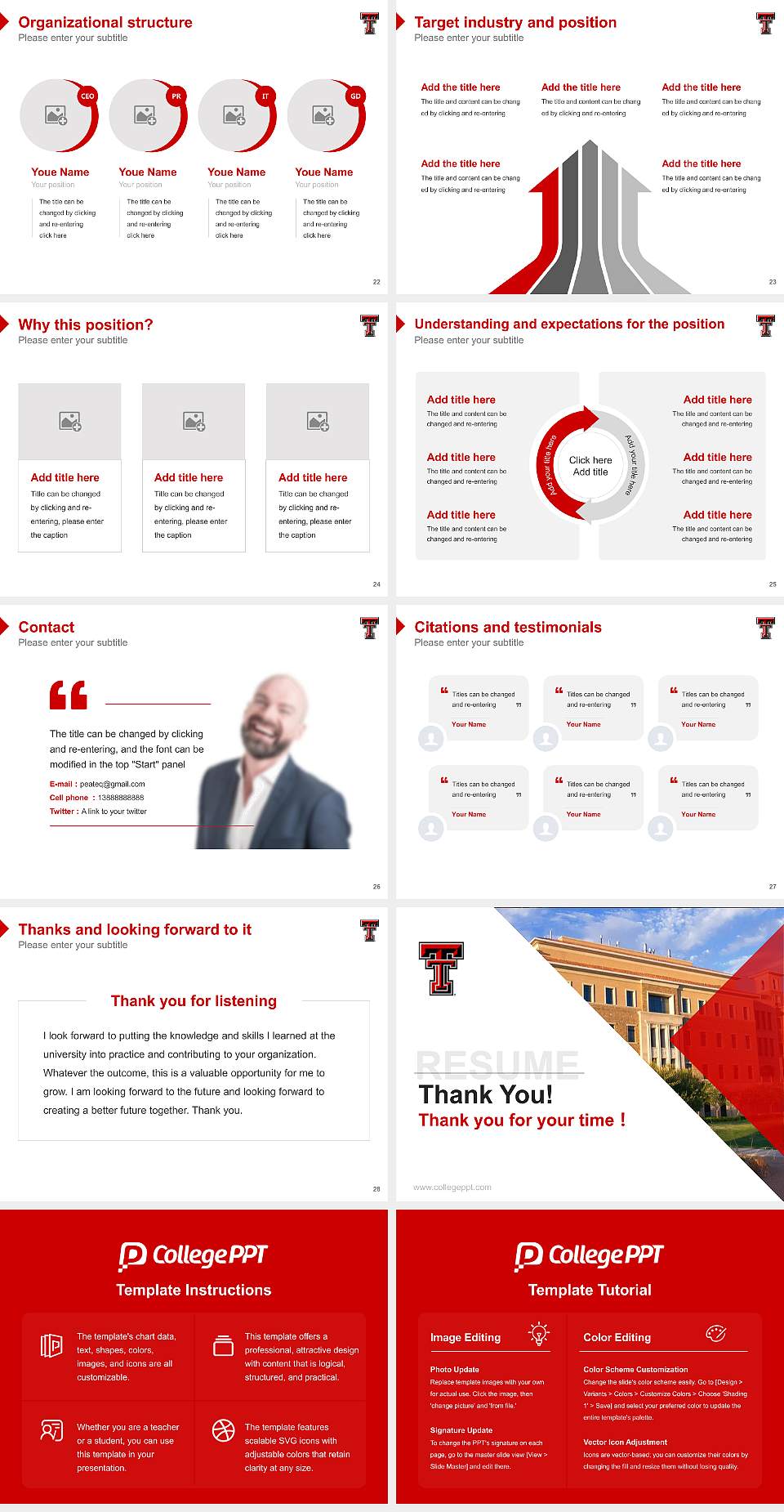 Texas Tech University Health Sciences Center-El Paso Resume PPT Template4:3 ratio PPT effect preview image4