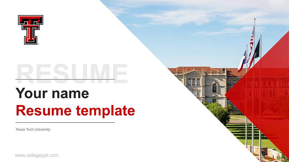 Texas Tech University Resume PPT Template16:9 ratio PPT effect preview image