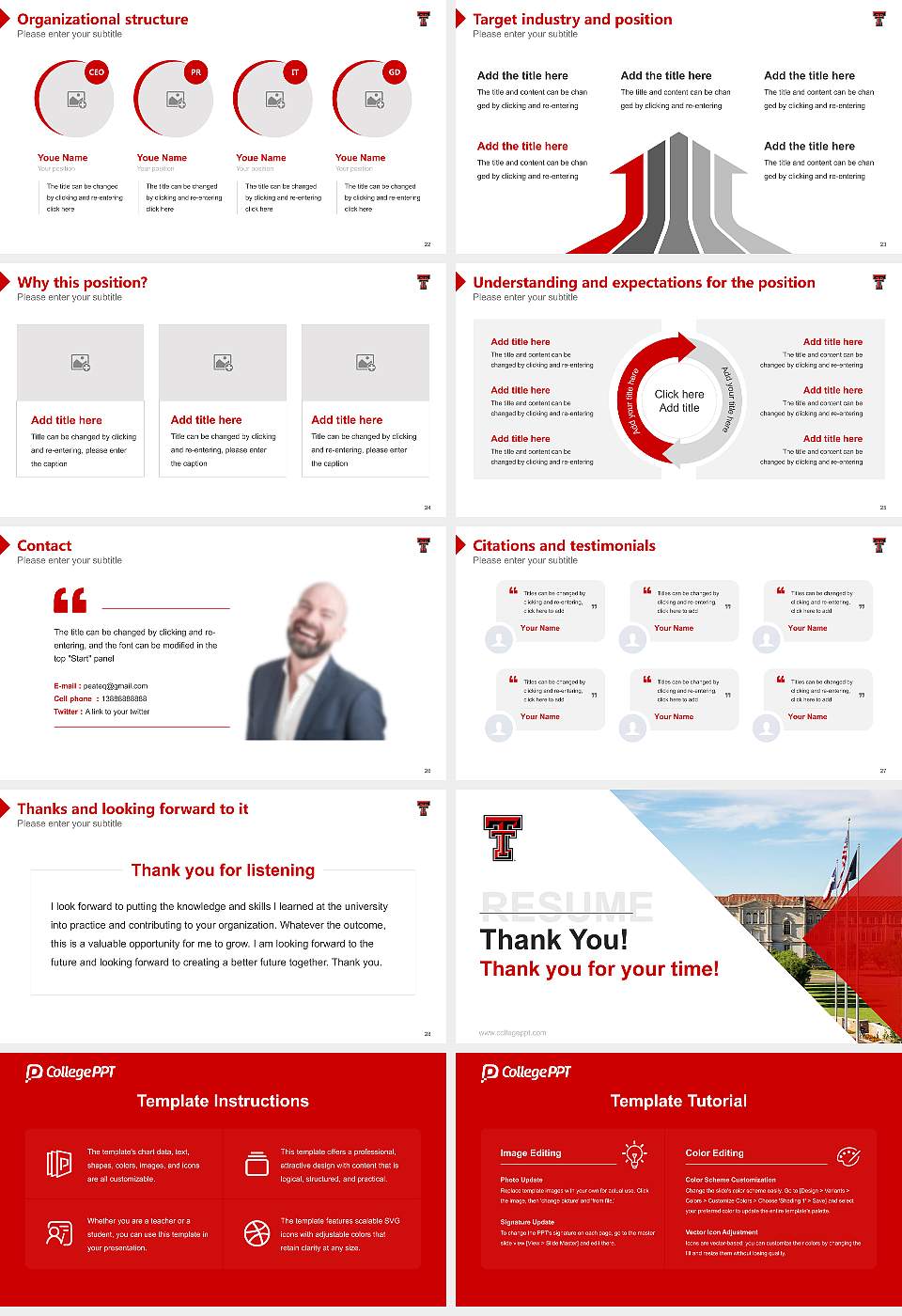 Texas Tech University Resume PPT Template16:9 ratio PPT effect preview image4