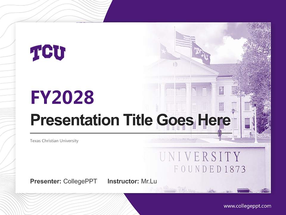 Texas Christian University Academic Presentation/Research Findings Report PPT Template4:3 ratio PPT effect preview image5
