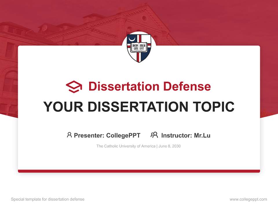 The Catholic University of America Graduation Thesis Defense PPT Template4:3 ratio PPT effect preview image7