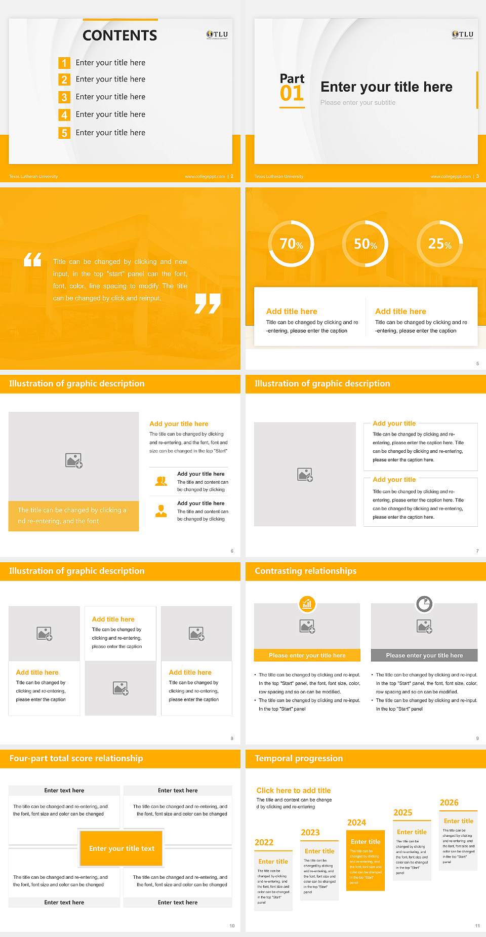 Texas Lutheran University Thesis Proposal/Graduation Defense PPT Template4:3 ratio PPT effect preview image2