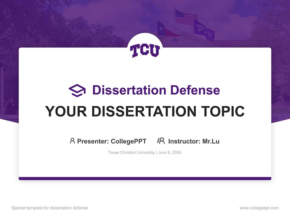 Texas Christian University Graduation Thesis Defense PPT Template4:3 ratio PPT effect preview image7