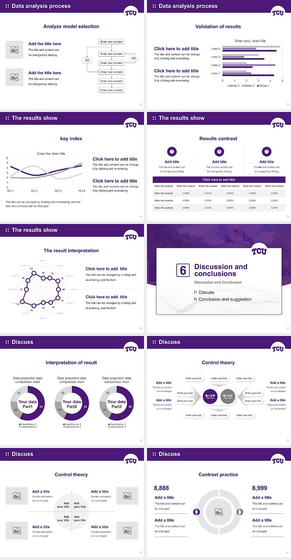 Texas Christian University Graduation Thesis Defense PPT Template4:3 ratio PPT effect preview image5
