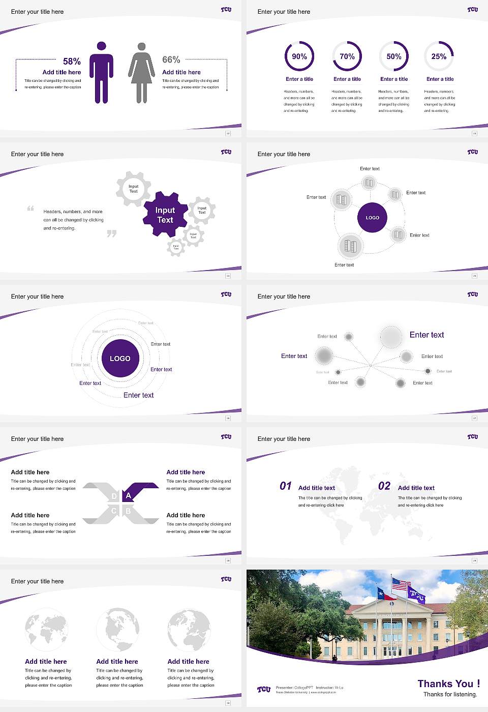 Texas Christian University Course/Courseware Creation PPT Template16:9 ratio PPT effect preview image4