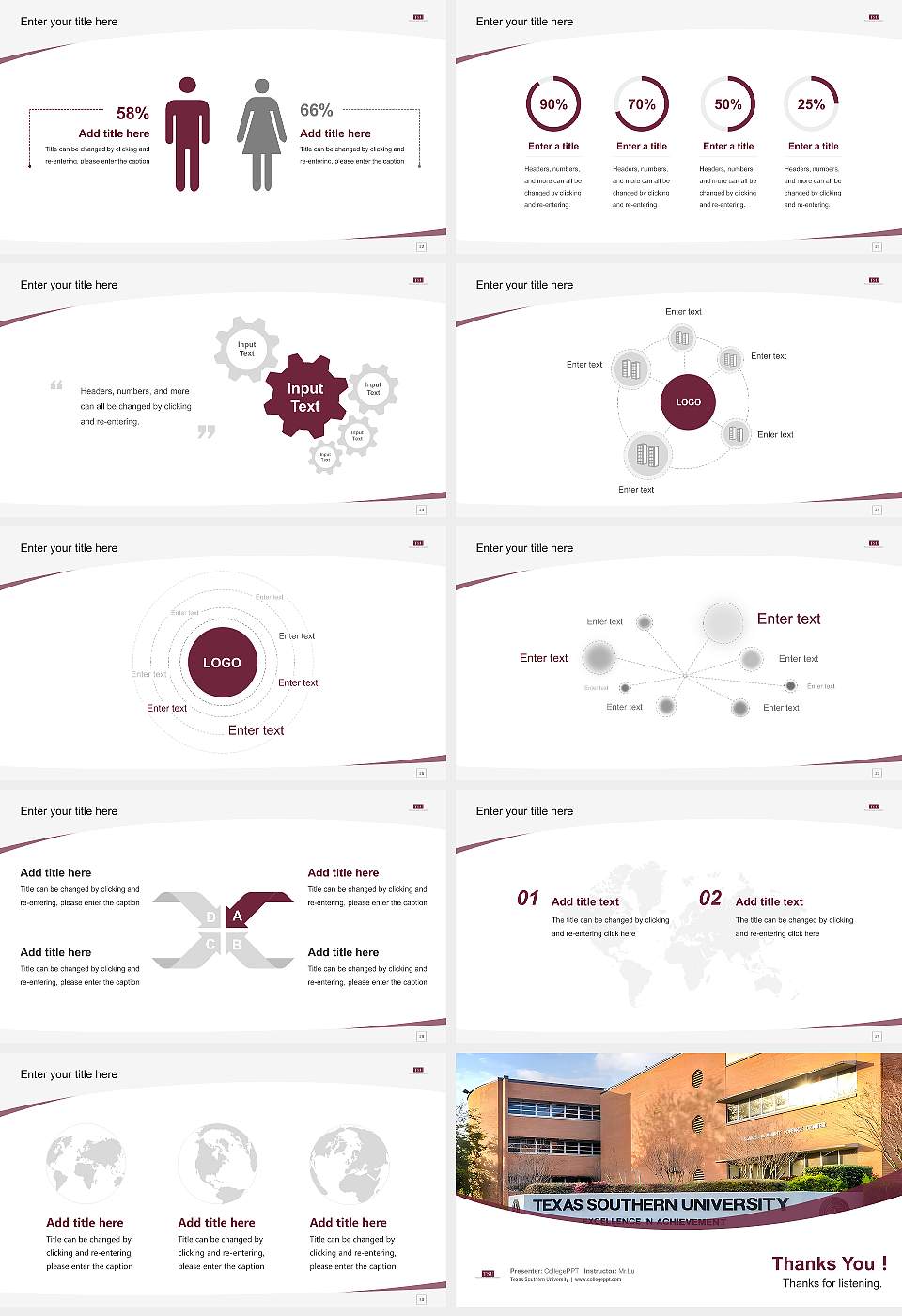 Texas Southern University Course/Courseware Creation PPT Template16:9 ratio PPT effect preview image4