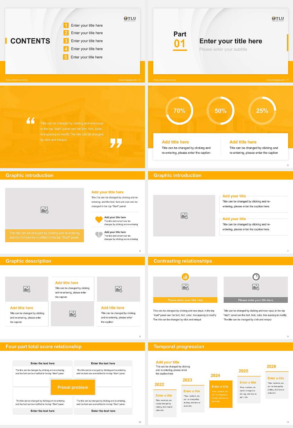 Texas Lutheran University Thesis Proposal/Graduation Defense PPT Template16:9 ratio PPT effect preview image2