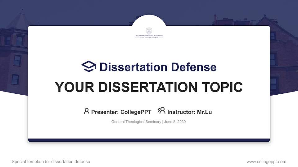 General Theological Seminary Graduation Thesis Defense PPT Template16:9 ratio PPT effect preview image