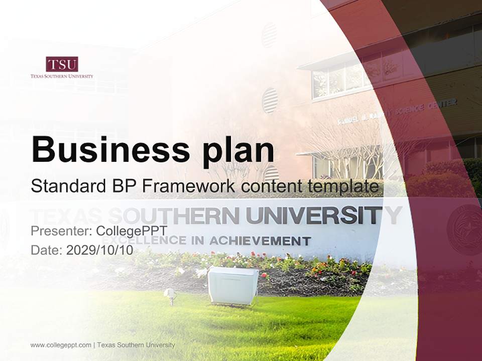 Texas Southern University Competition/Entrepreneurship Contest PPT Template4:3 ratio PPT effect preview image9