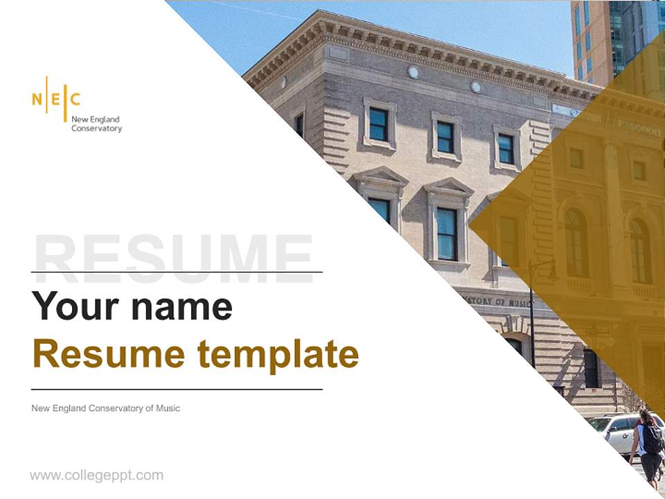 New England Conservatory of Music Resume PPT Template4:3 ratio PPT effect preview image5