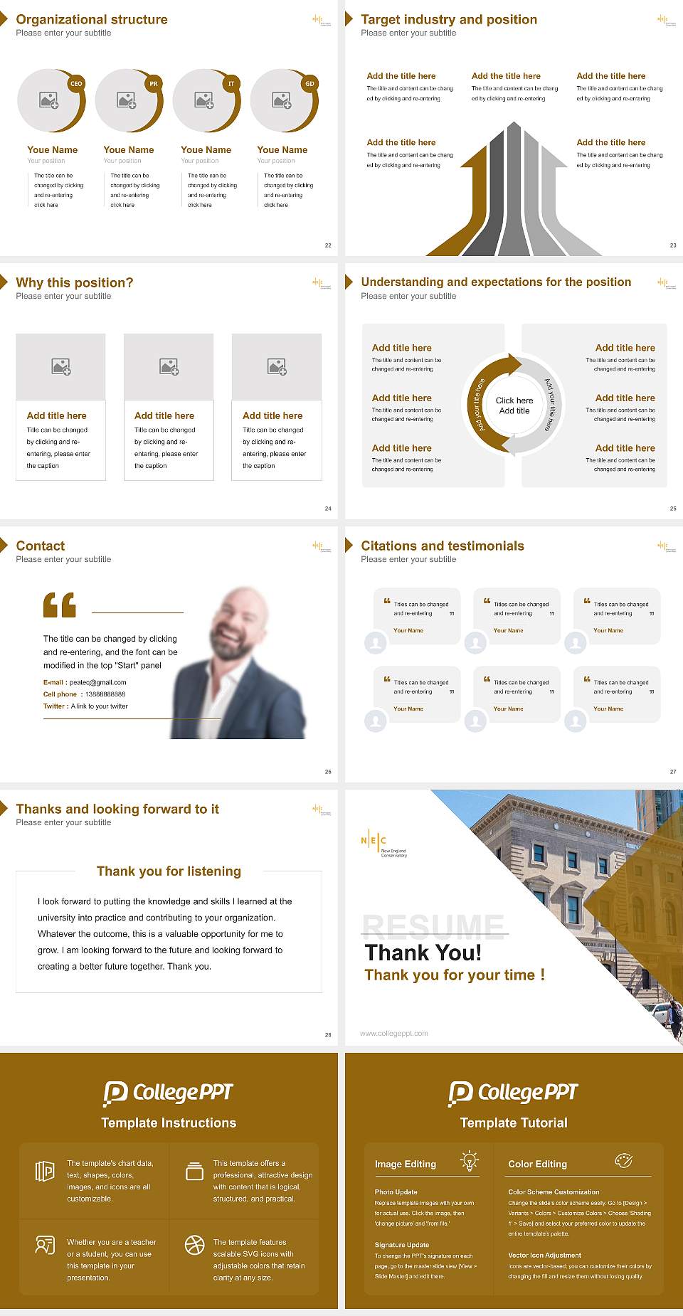 New England Conservatory of Music Resume PPT Template4:3 ratio PPT effect preview image4
