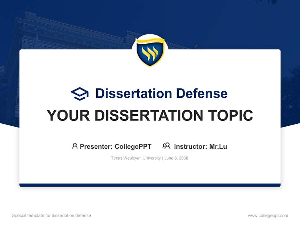 Texas Wesleyan University Graduation Thesis Defense PPT Template4:3 ratio PPT effect preview image7
