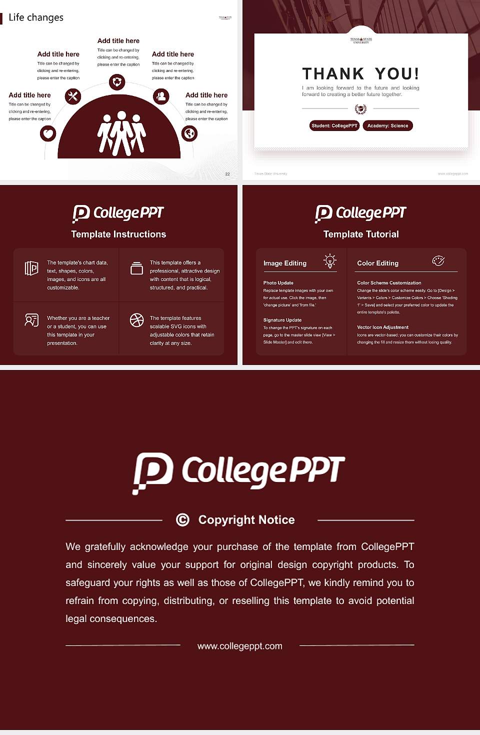 Texas State University National Scholarship Defense PPT Template4:3 ratio PPT effect preview image4