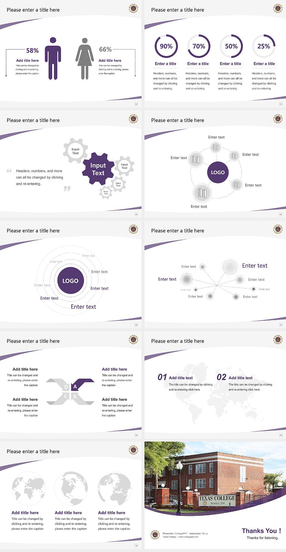 Texas College Course/Courseware Creation PPT Template4:3 ratio PPT effect preview image4