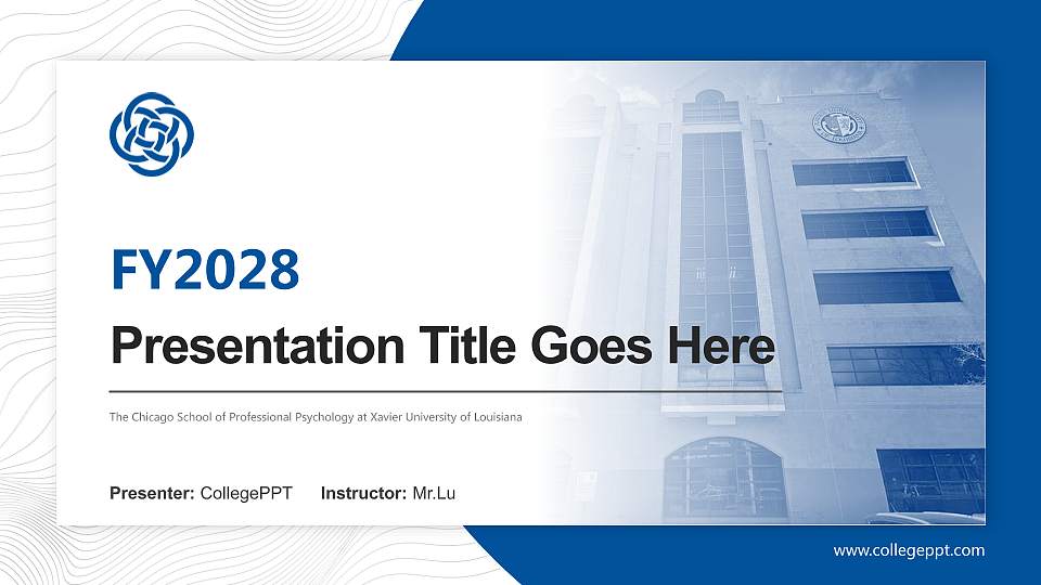 The Chicago School of Professional Psychology at Xavier University of Louisiana Academic Presentation/Research Findings Report PPT Template16:9 ratio PPT effect preview image
