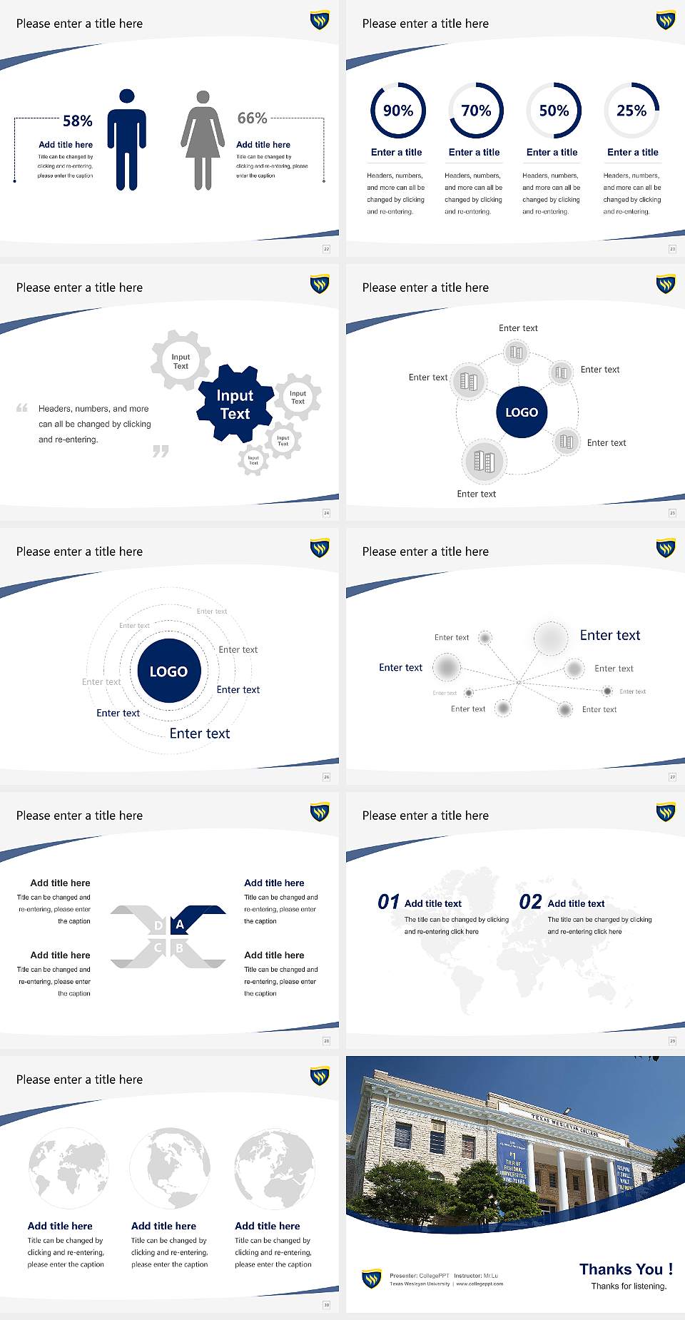 Texas Wesleyan University Course/Courseware Creation PPT Template4:3 ratio PPT effect preview image4