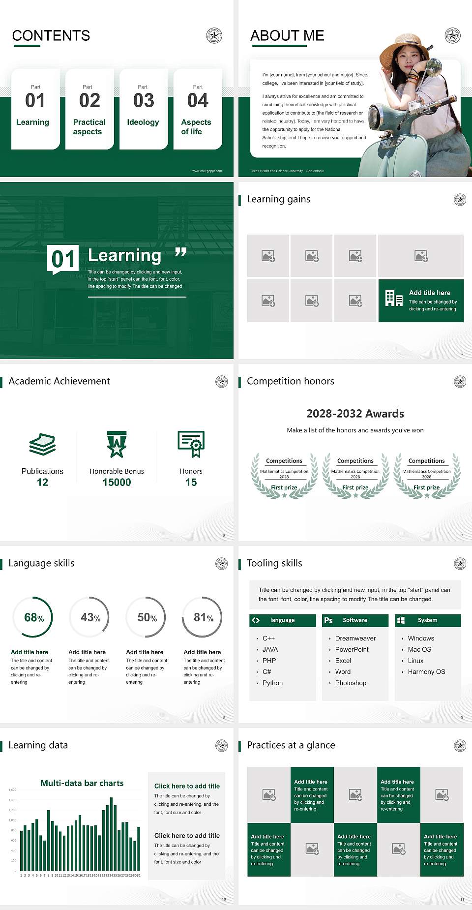 Texas Health and Science University – San Antonio National Scholarship Defense PPT Template4:3 ratio PPT effect preview image2
