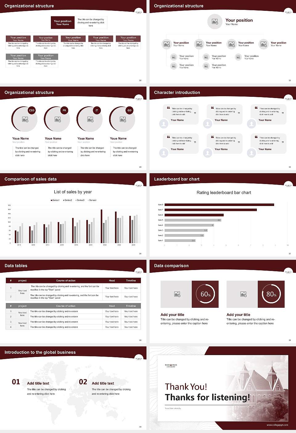 Texas State University Academic Presentation/Research Findings Report PPT Template16:9 ratio PPT effect preview image4