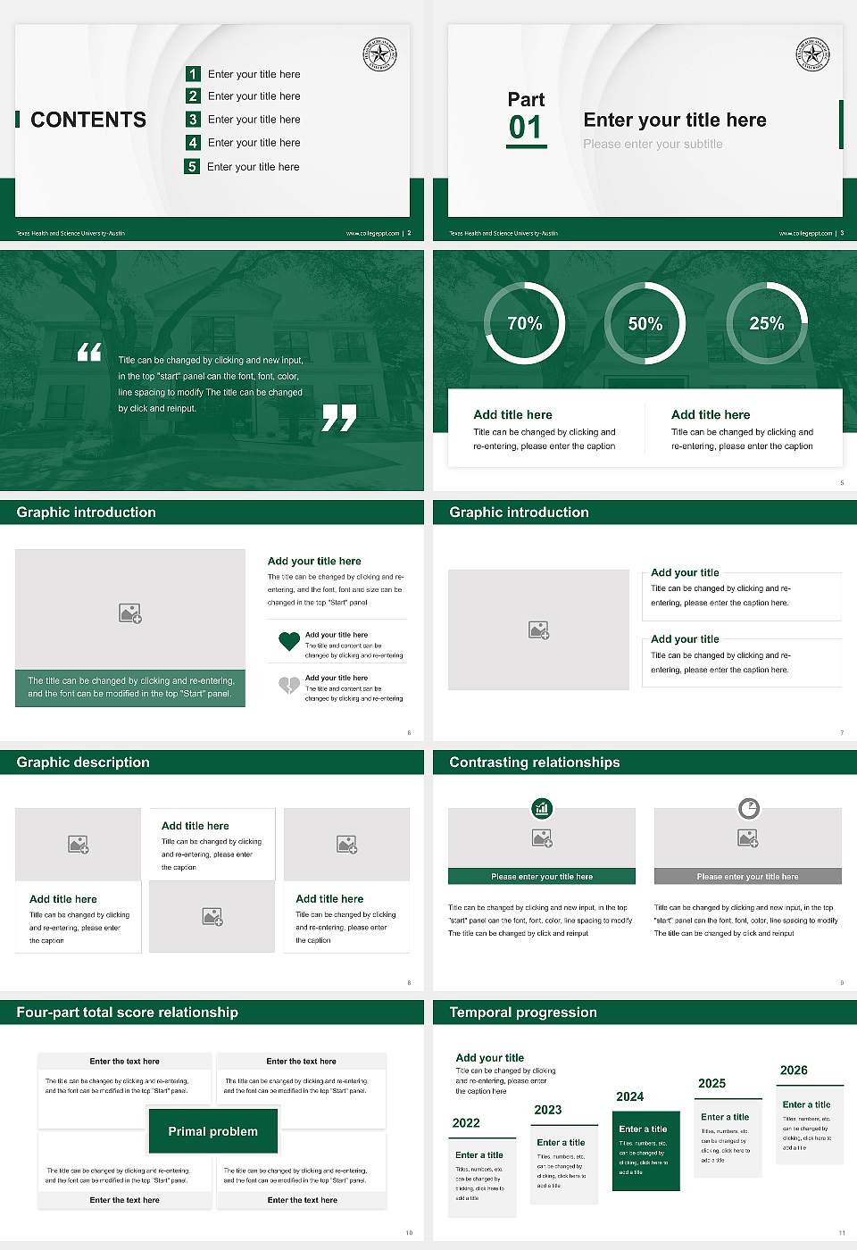Texas Health and Science University-Austin Thesis Proposal/Graduation Defense PPT Template16:9 ratio PPT effect preview image2