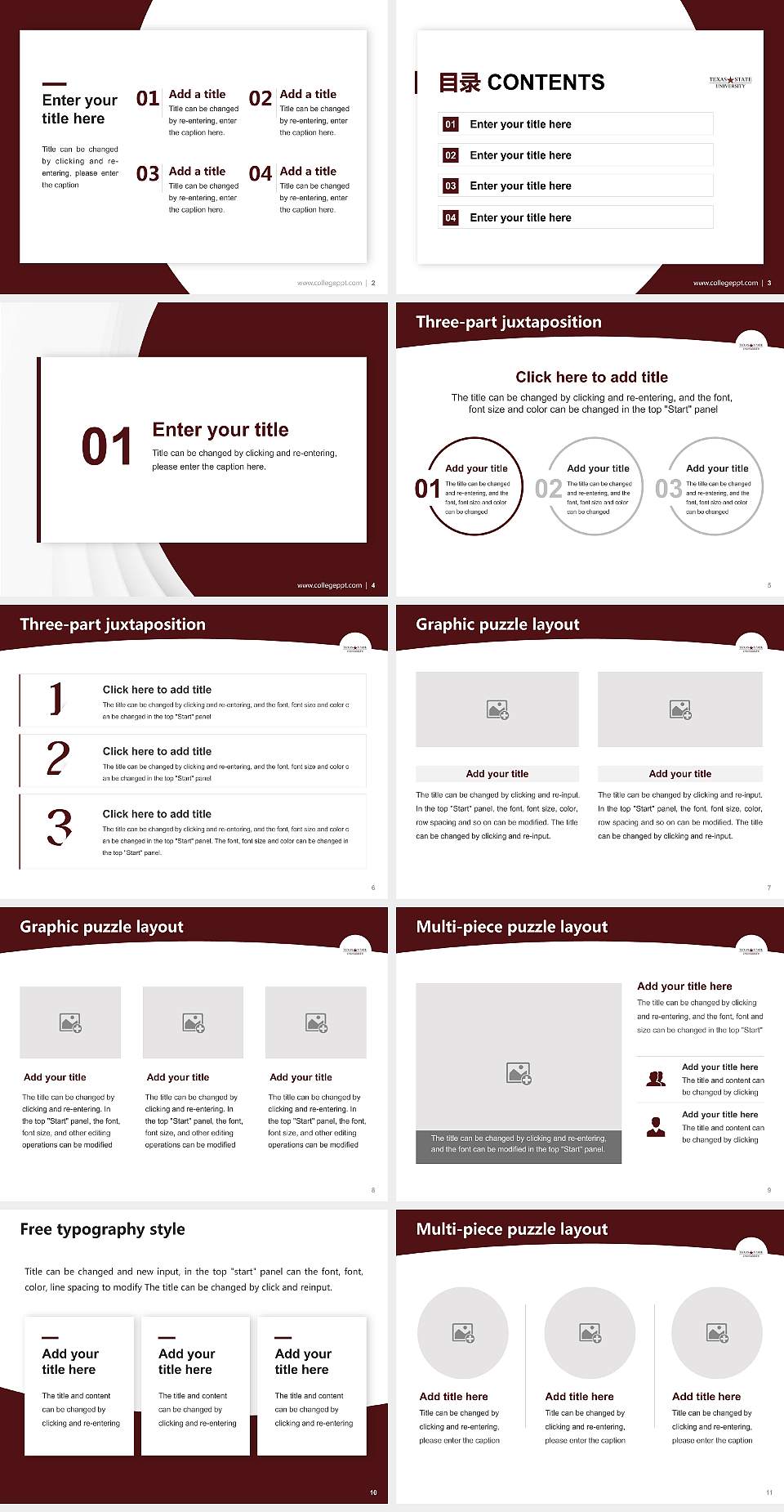 Texas State University Academic Presentation/Research Findings Report PPT Template4:3 ratio PPT effect preview image2