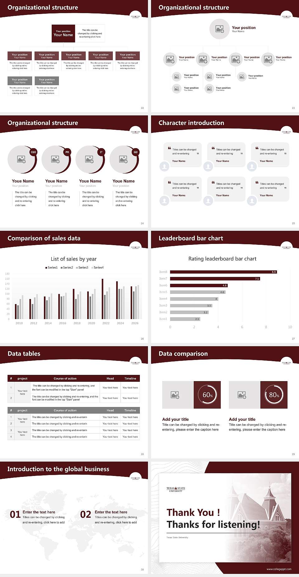 Texas State University Academic Presentation/Research Findings Report PPT Template4:3 ratio PPT effect preview image4