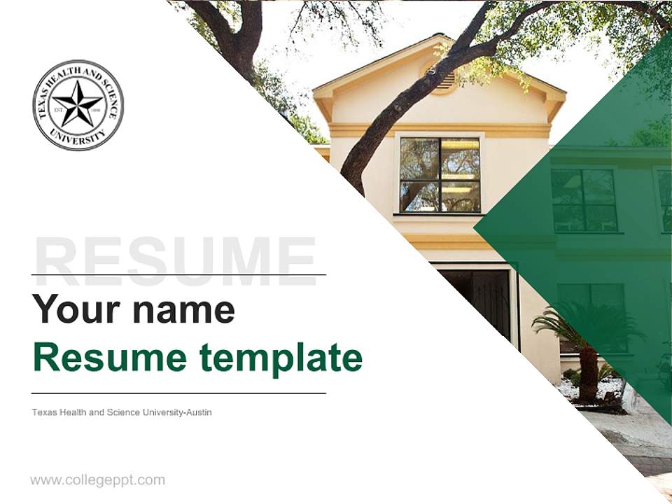Texas Health and Science University-Austin Resume PPT Template4:3 ratio PPT effect preview image5
