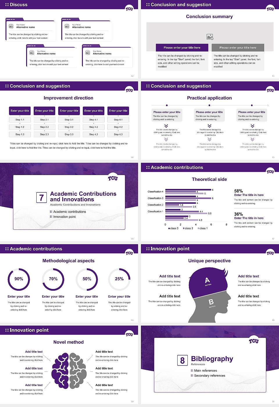 Texas Christian University Graduation Thesis Defense PPT Template16:9 ratio PPT effect preview image6