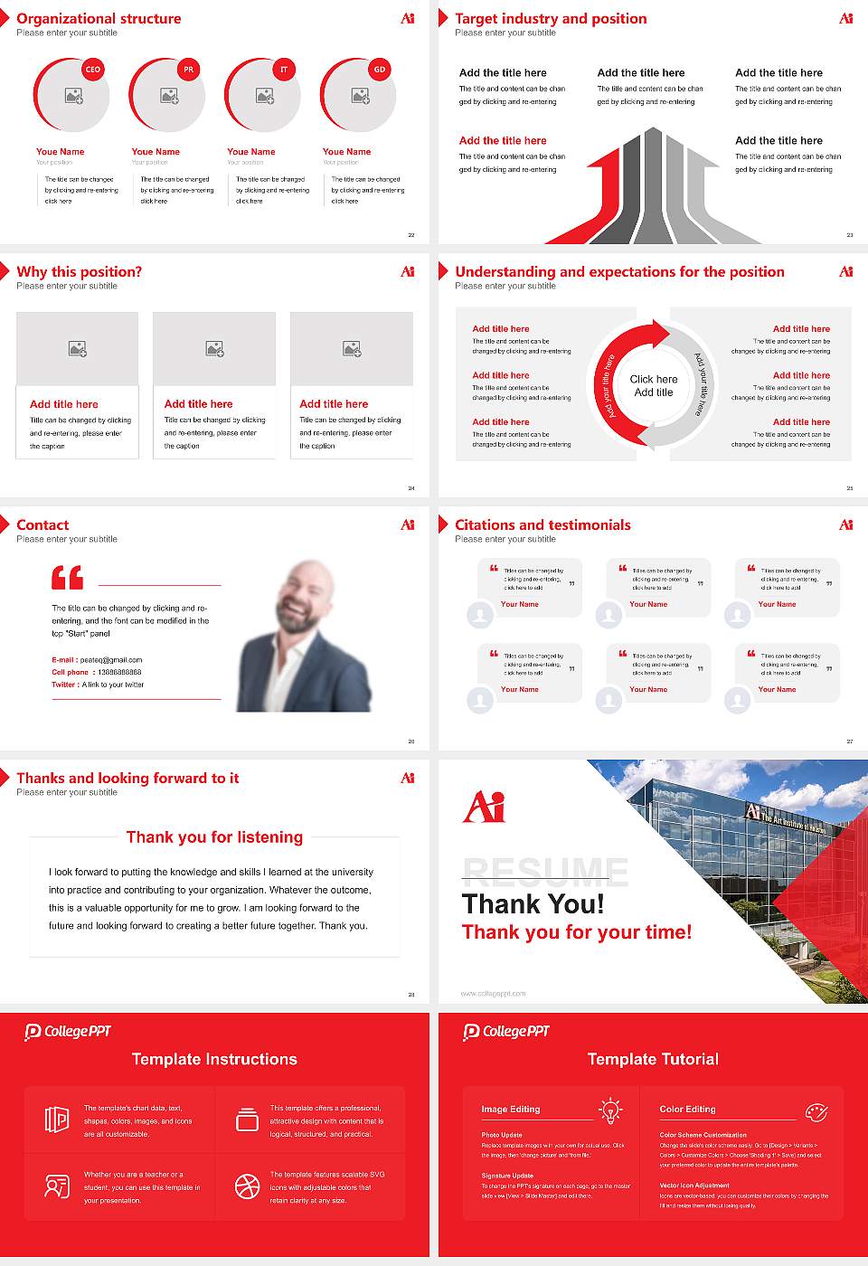 The Art Institute of Houston Resume PPT Template16:9 ratio PPT effect preview image4
