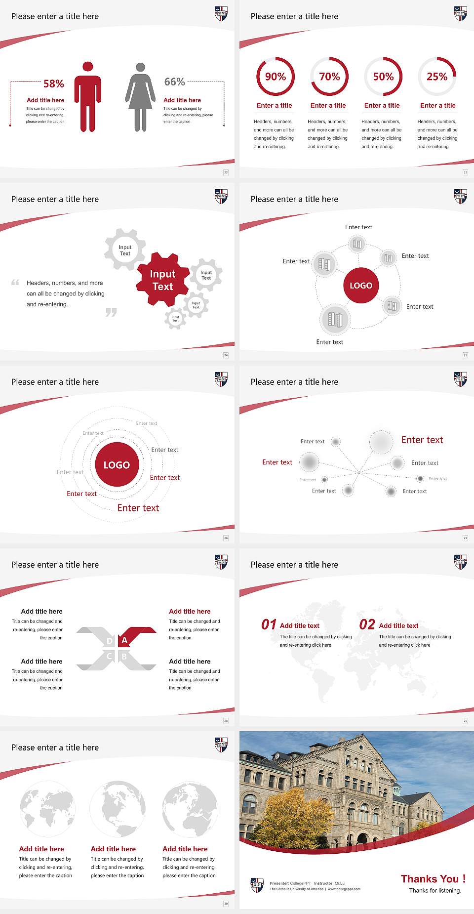 The Catholic University of America Course/Courseware Creation PPT Template4:3 ratio PPT effect preview image4