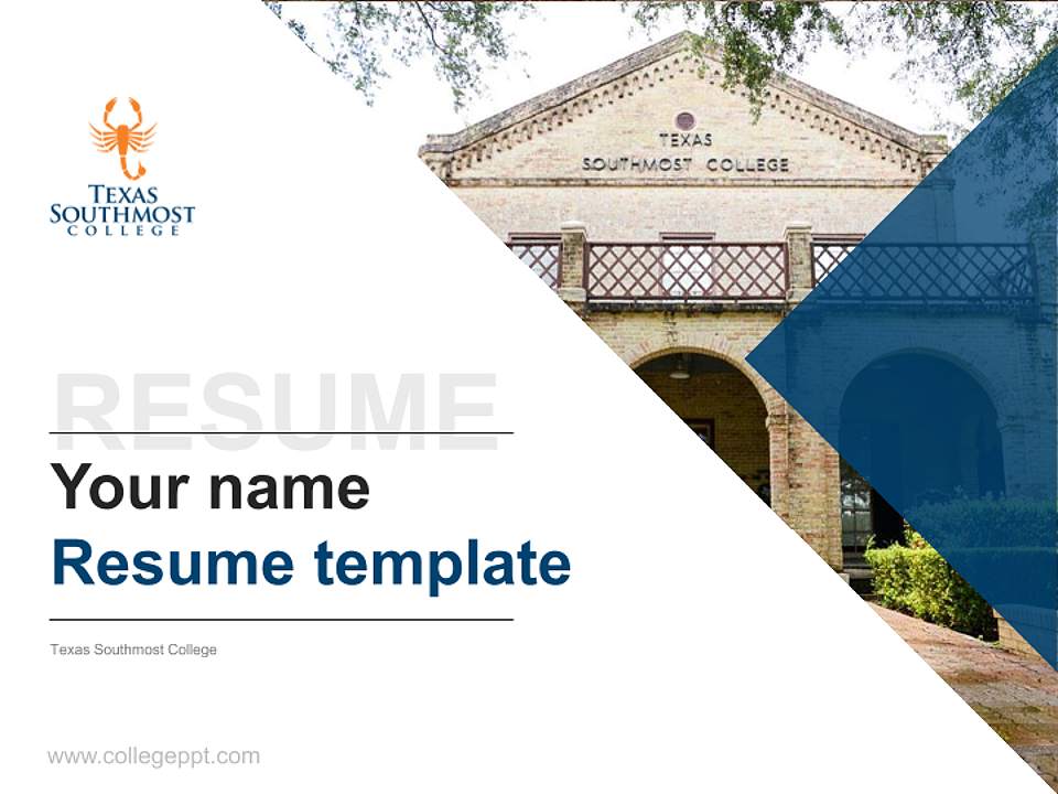 Texas Southmost College Resume PPT Template4:3 ratio PPT effect preview image5