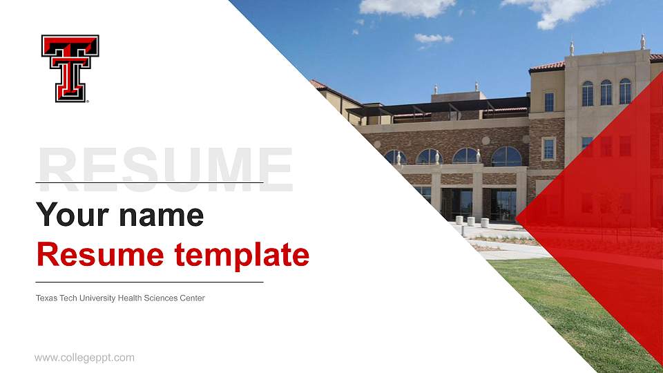 Texas Tech University Health Sciences Center Resume PPT Template16:9 ratio PPT effect preview image