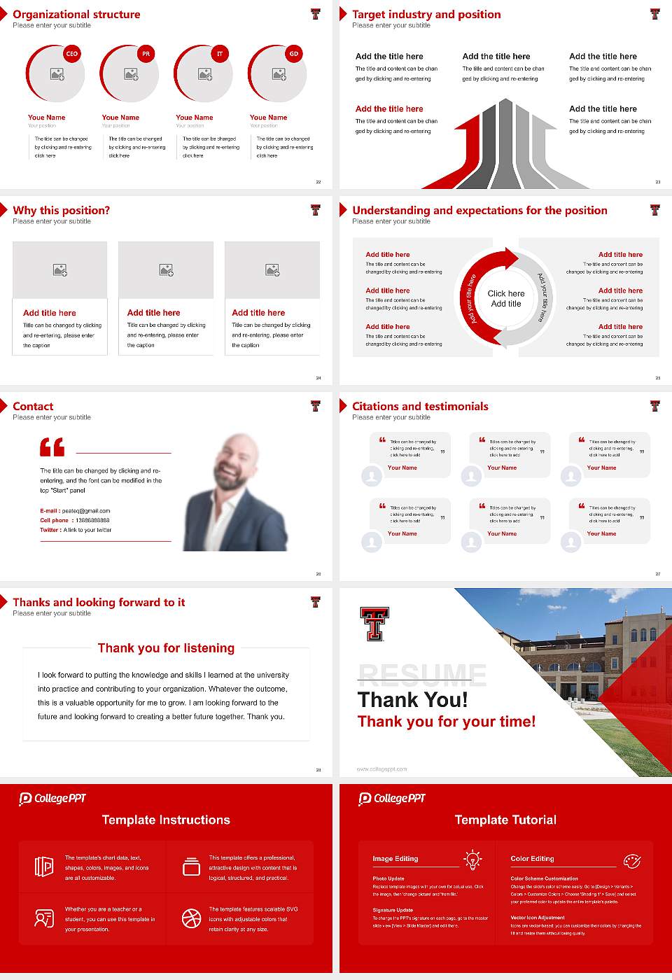 Texas Tech University Health Sciences Center Resume PPT Template16:9 ratio PPT effect preview image4