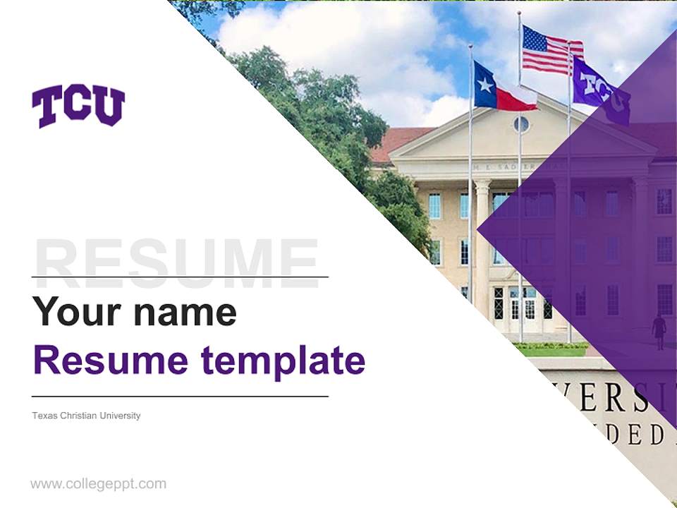 Texas Christian University Resume PPT Template4:3 ratio PPT effect preview image5