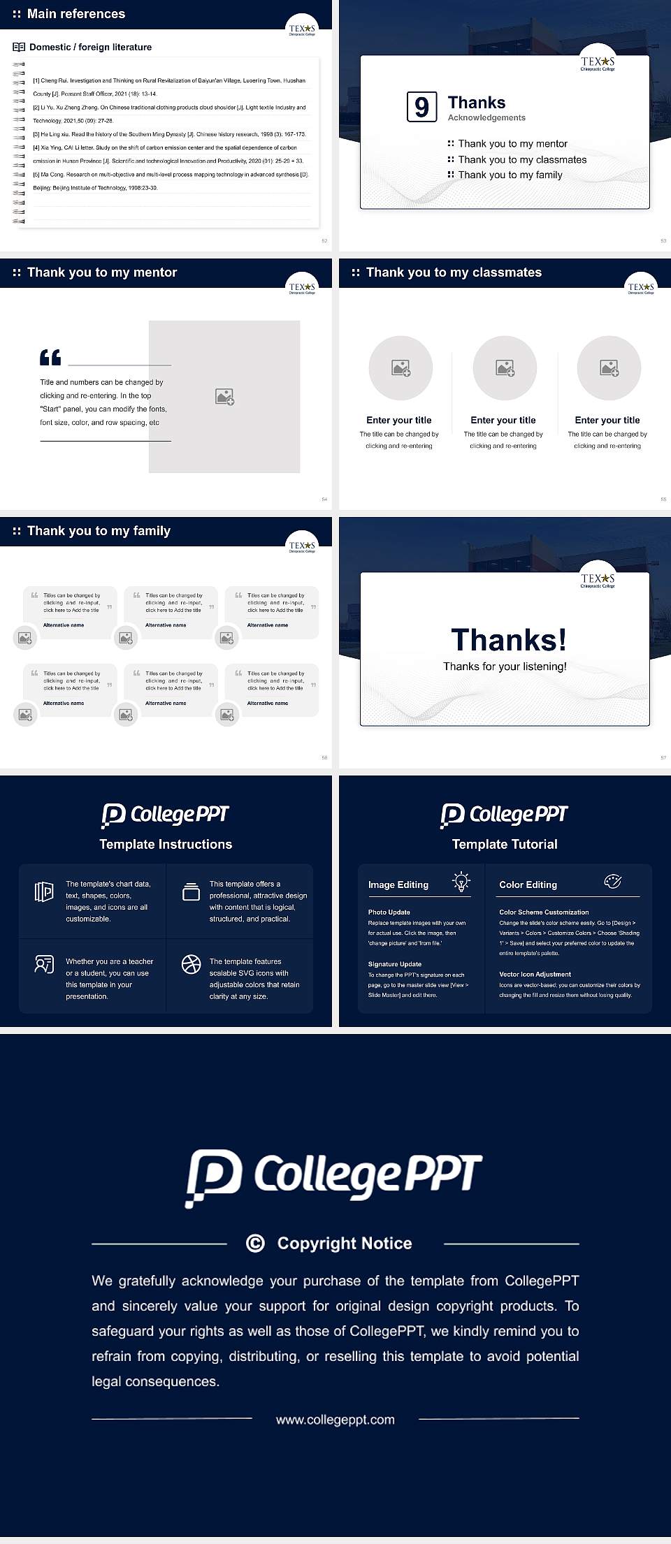 Texas Chiropractic College Graduation Thesis Defense PPT Template4:3 ratio PPT effect preview image7