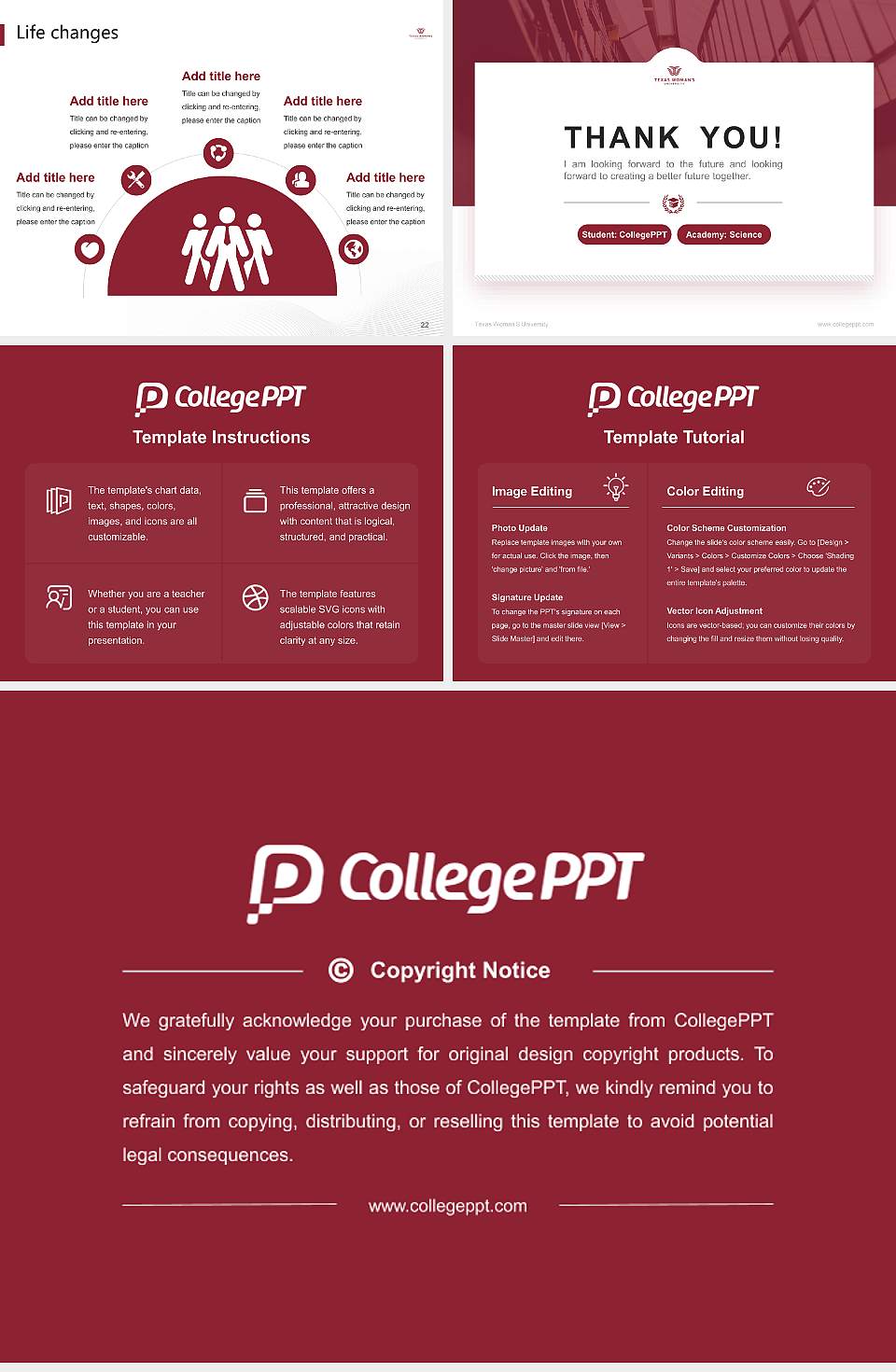 Texas Woman’S University National Scholarship Defense PPT Template4:3 ratio PPT effect preview image4