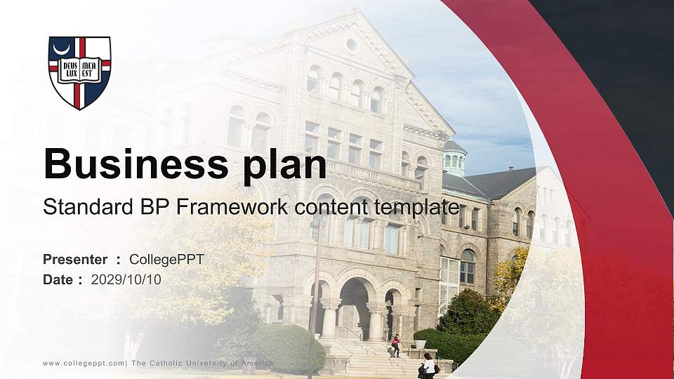 The Catholic University of America Competition/Entrepreneurship Contest PPT Template16:9 ratio PPT effect preview image