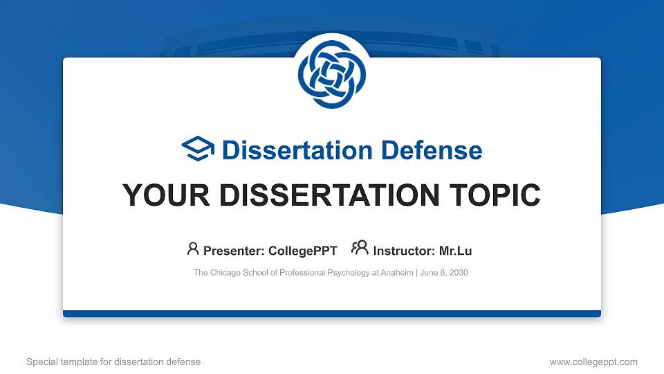 The Chicago School of Professional Psychology at Anaheim Graduation Thesis Defense PPT Template16:9 ratio PPT effect preview image